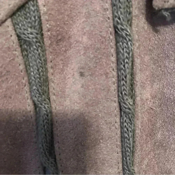 VTG Tan Suede Leather and Knit Gray Jacket Large 70s Bomber Split Skin-READ - Picture 3 of 9